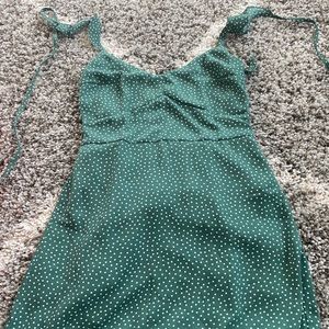 Trendy Abercrombie green dot mini dress